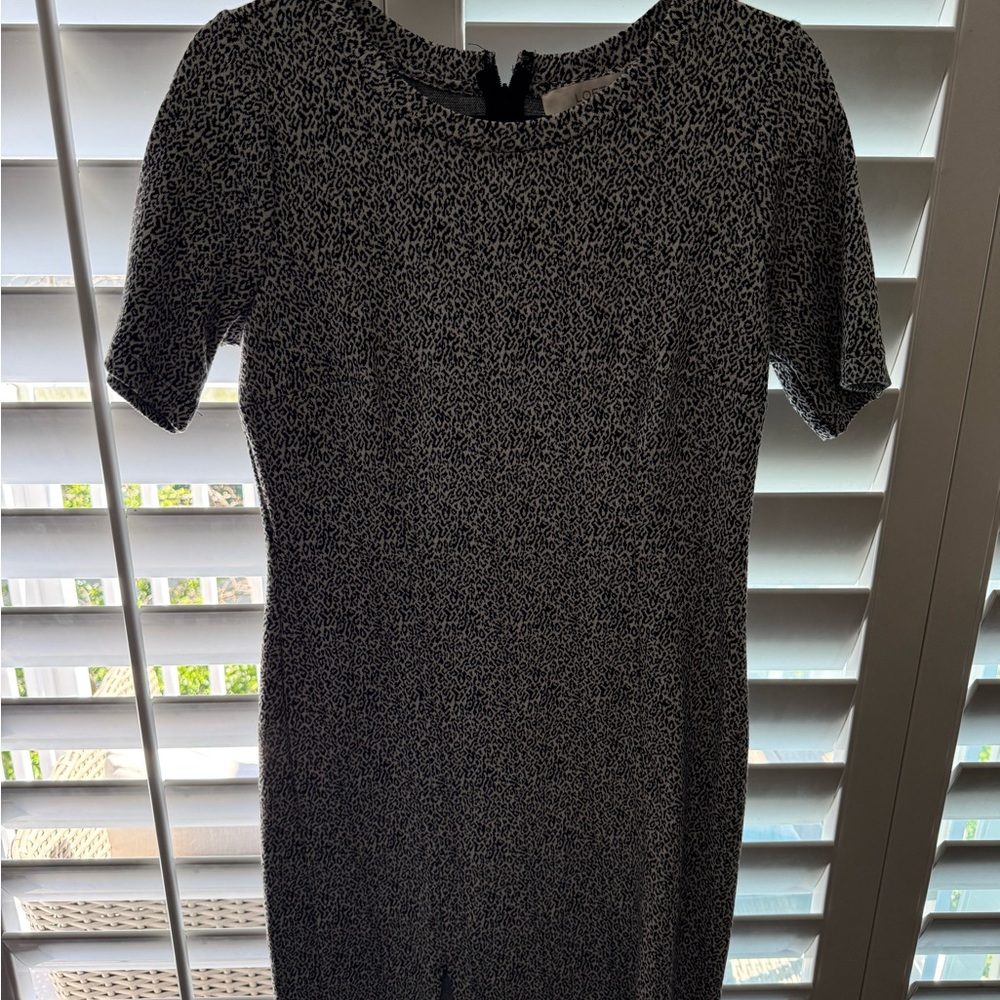 Loft Black and Cream Patterned Dress